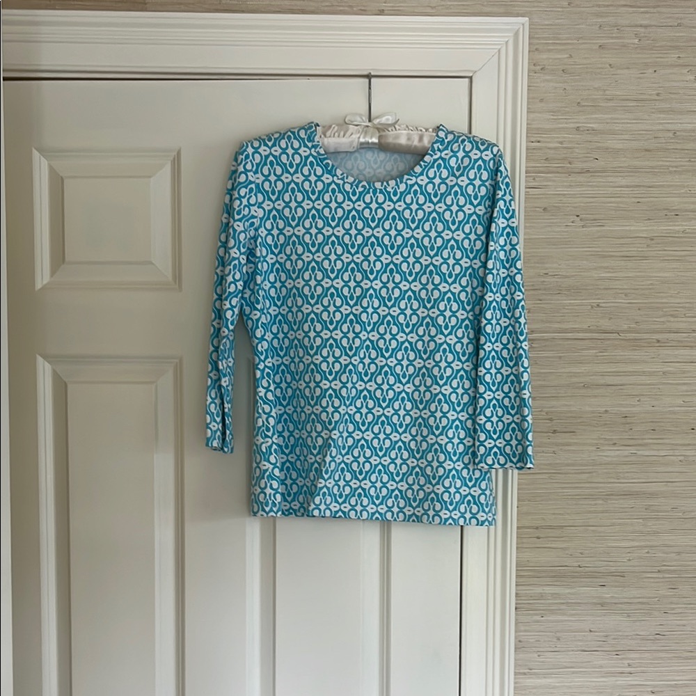 J. McLaughlin Blue Fitted Blouse